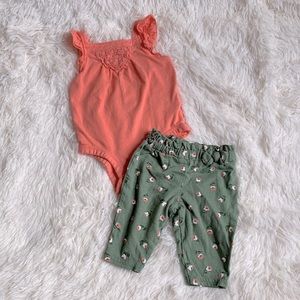Carter’s Baby Girl Coral and Sage Floral Set